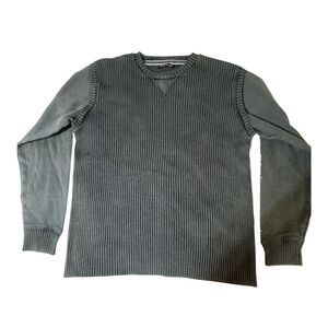 Men crew neck long sleeve midnight double layer pullover sweatshirt L